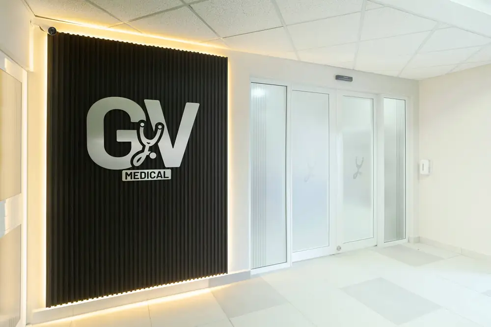 Reception with the GyV Medical logo